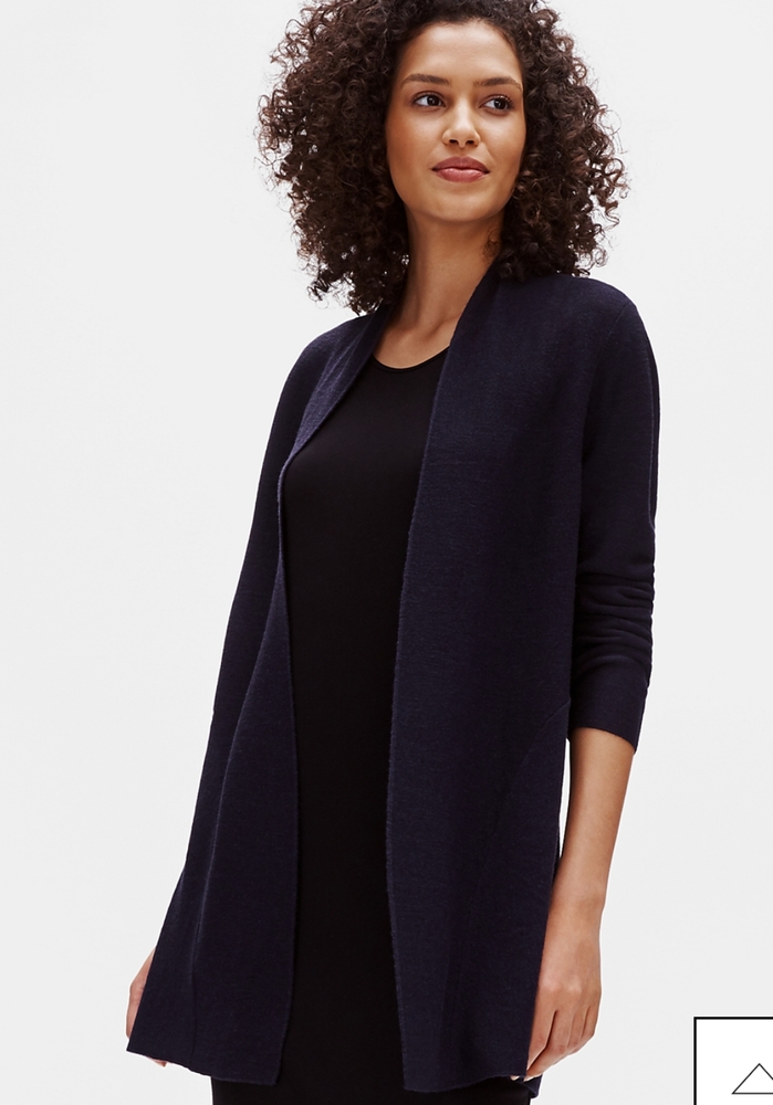 Eileen Fisher blue Merino link cardigan
